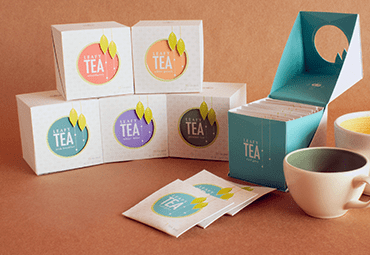 Коробки из картона для чая по индивидуальному заказу, разработка конструкции, печать и вырубка