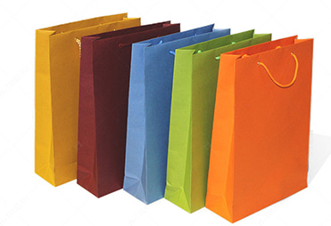 Готовые разноцветные подарочные пакеты из эфалина под нанесение логотипа