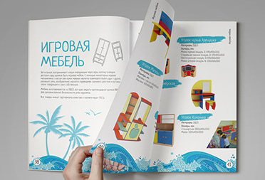 Рекламный каталог А4 на скрепке с фотографиями мебели, офсетная печать