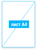 Изображение листа А4 (210 х 297 мм) для сравнения с размерами пакетов