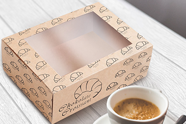 Коробка самосборная из крафт картона для упаковки выпечки
